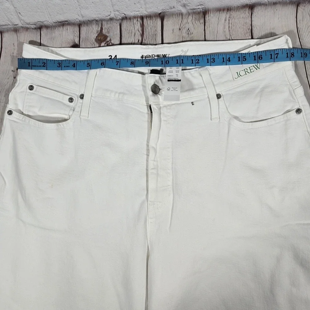 J.Crew Curvy Slim Wide Leg Jeans‎ White Denim High Rise BX828 Size 34 NEW